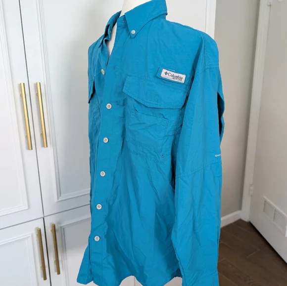Columbia Men's Blue Fishing PFG Vented Shirt Size Small Jacket - Picture 3 of 10